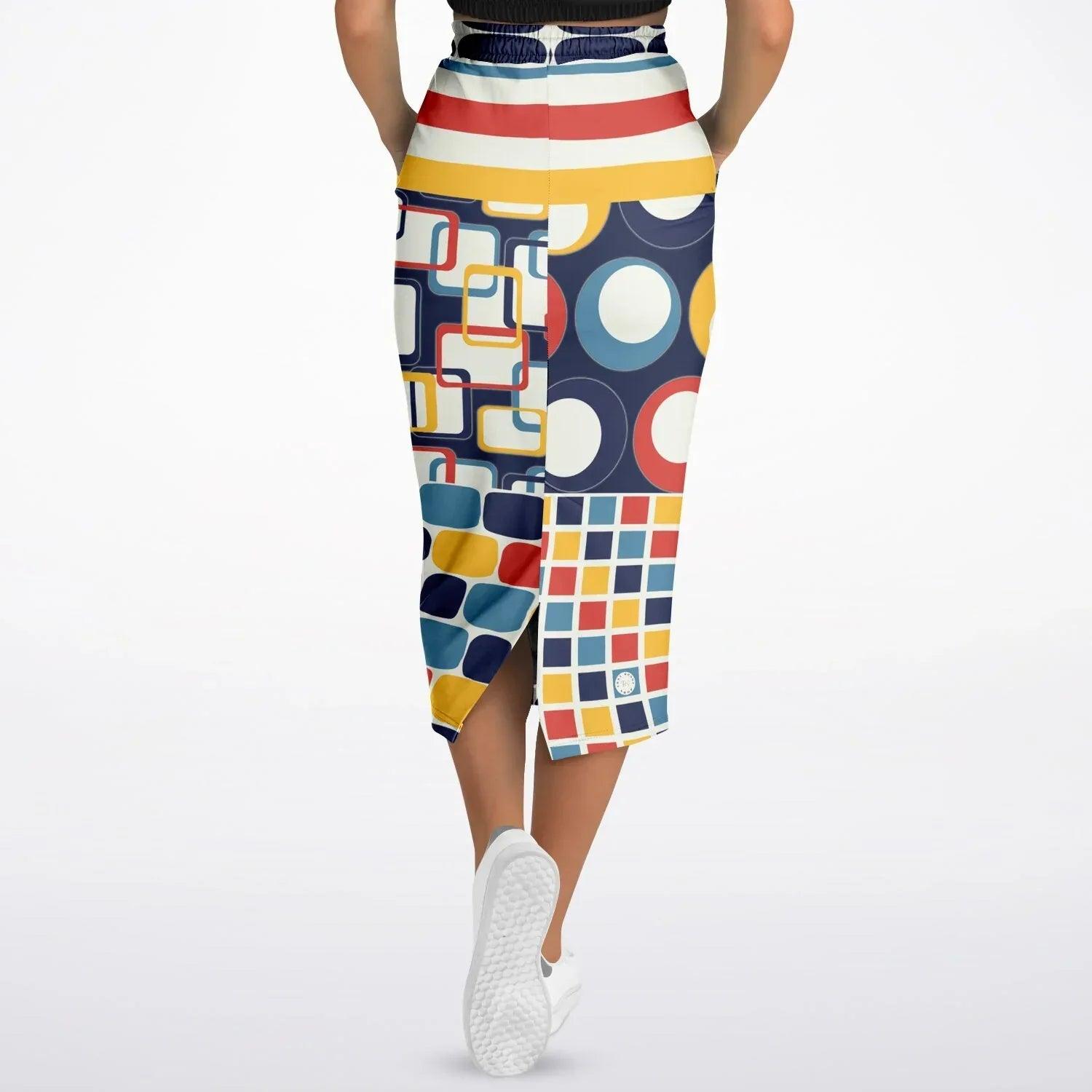 Primary Skool Geometric Print Eco-Poly Long Maxi Skirt