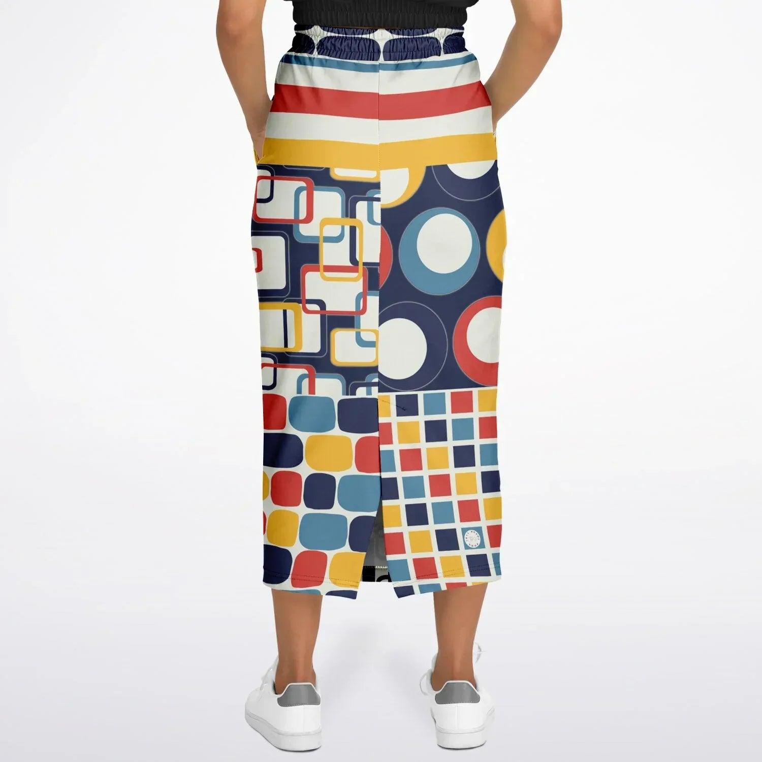 Primary Skool Geometric Print Eco-Poly Long Maxi Skirt
