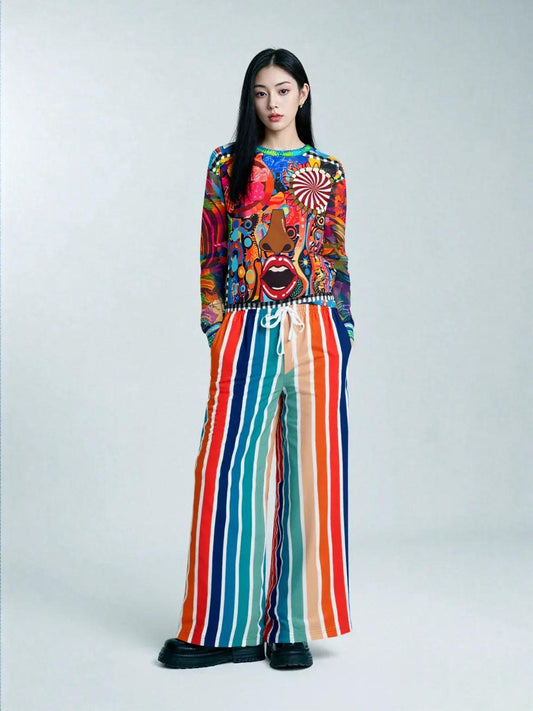 Salsa Time Striped Eco-Poly Wide Leg Pants