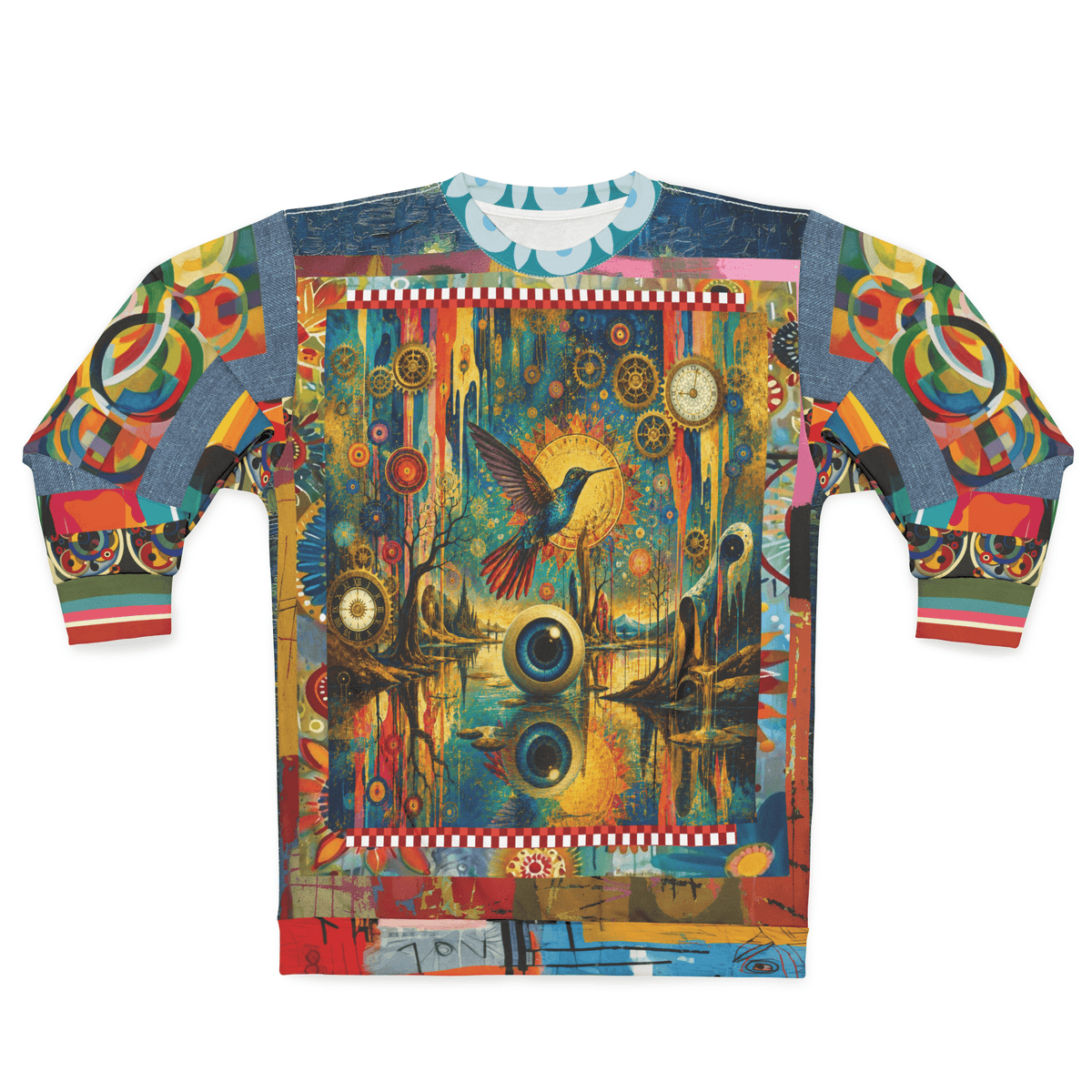 Psychedelic Hummingbird of the Glowing Lake Unisex Sweatshirt (Gold Label)