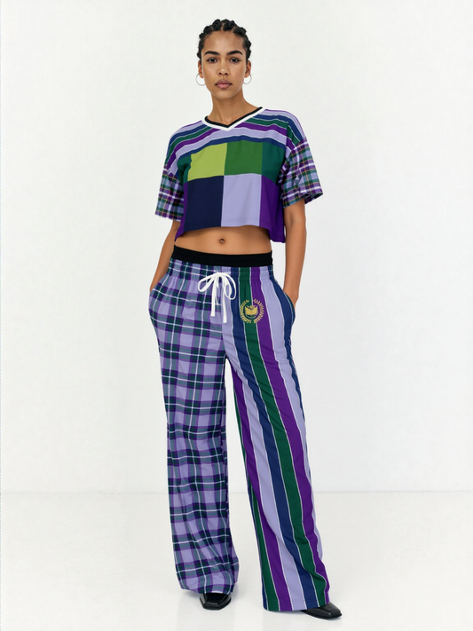 Purple Crush Rugby Stripe Plaid Eco-Poly Crop Jersey