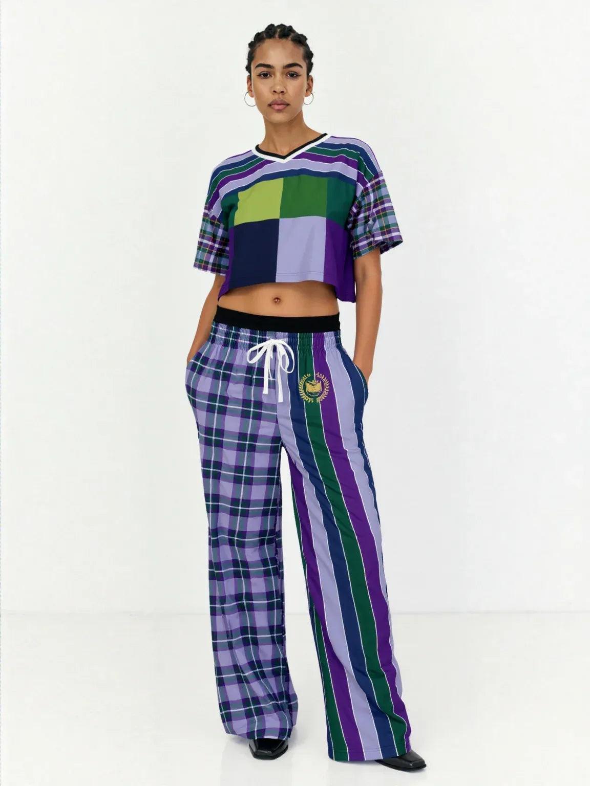 Purple Crush Chevron Flame Stripe Eco-Poly Wide Leg Pants