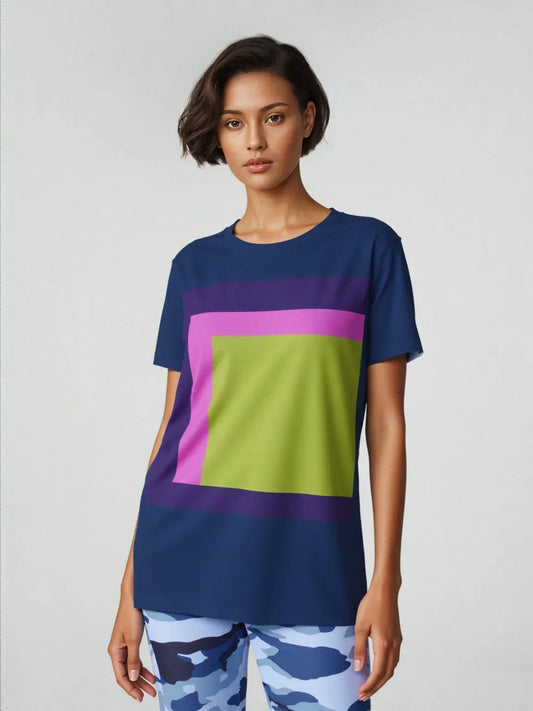 Women's Tee - Purple Cubed Squares - A Geometric Contemporary Art Design