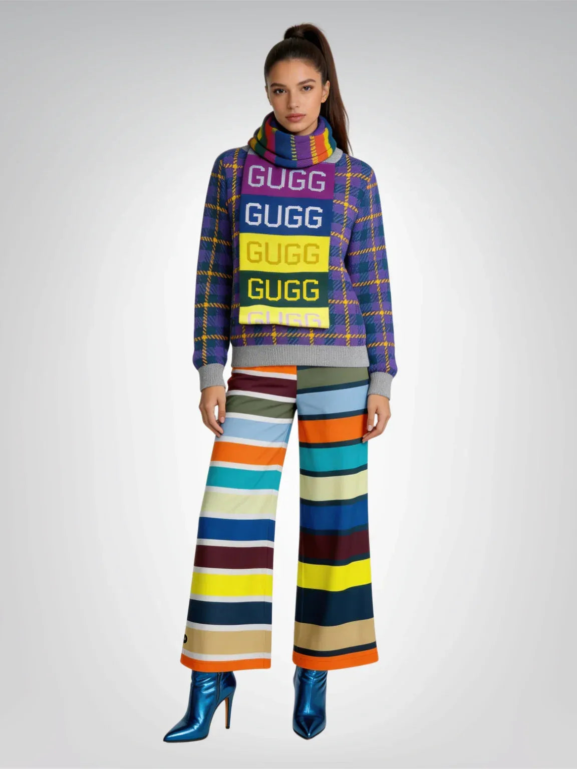 California Beach Girl Rugby Stripe Eco-Poly Wide Leg Pants