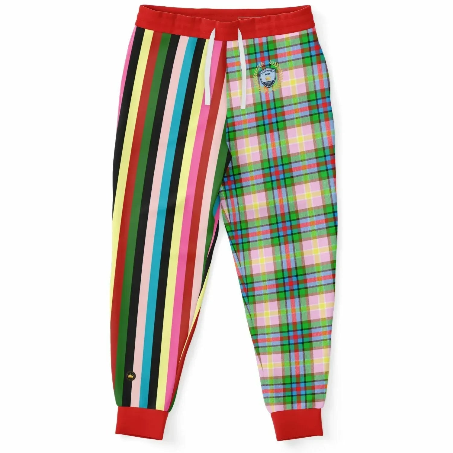 Rainbow Elephant Rugby Stripe Plaid Eco-Poly Unisex Joggers