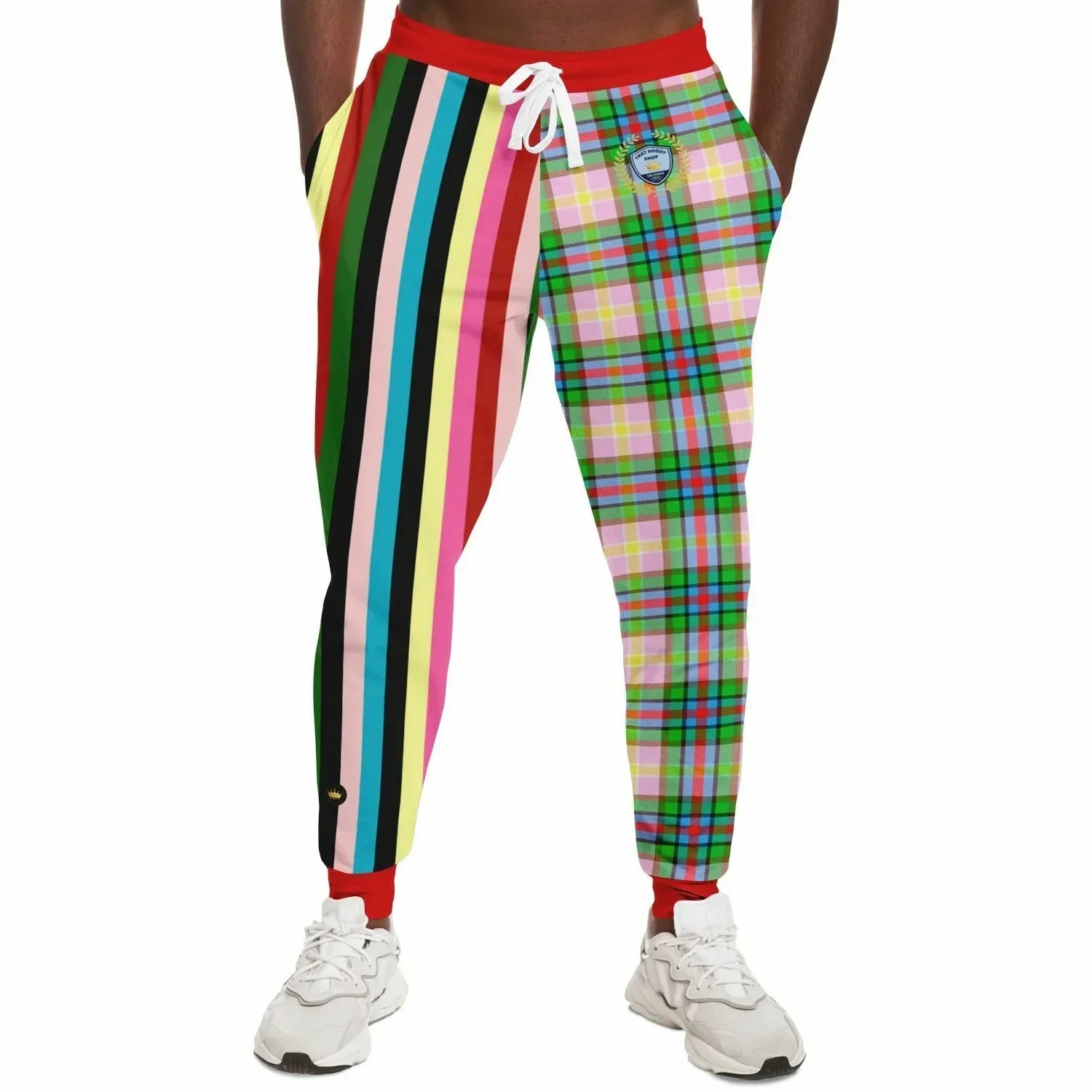 Rainbow Elephant Rugby Stripe Plaid Eco-Poly Unisex Joggers
