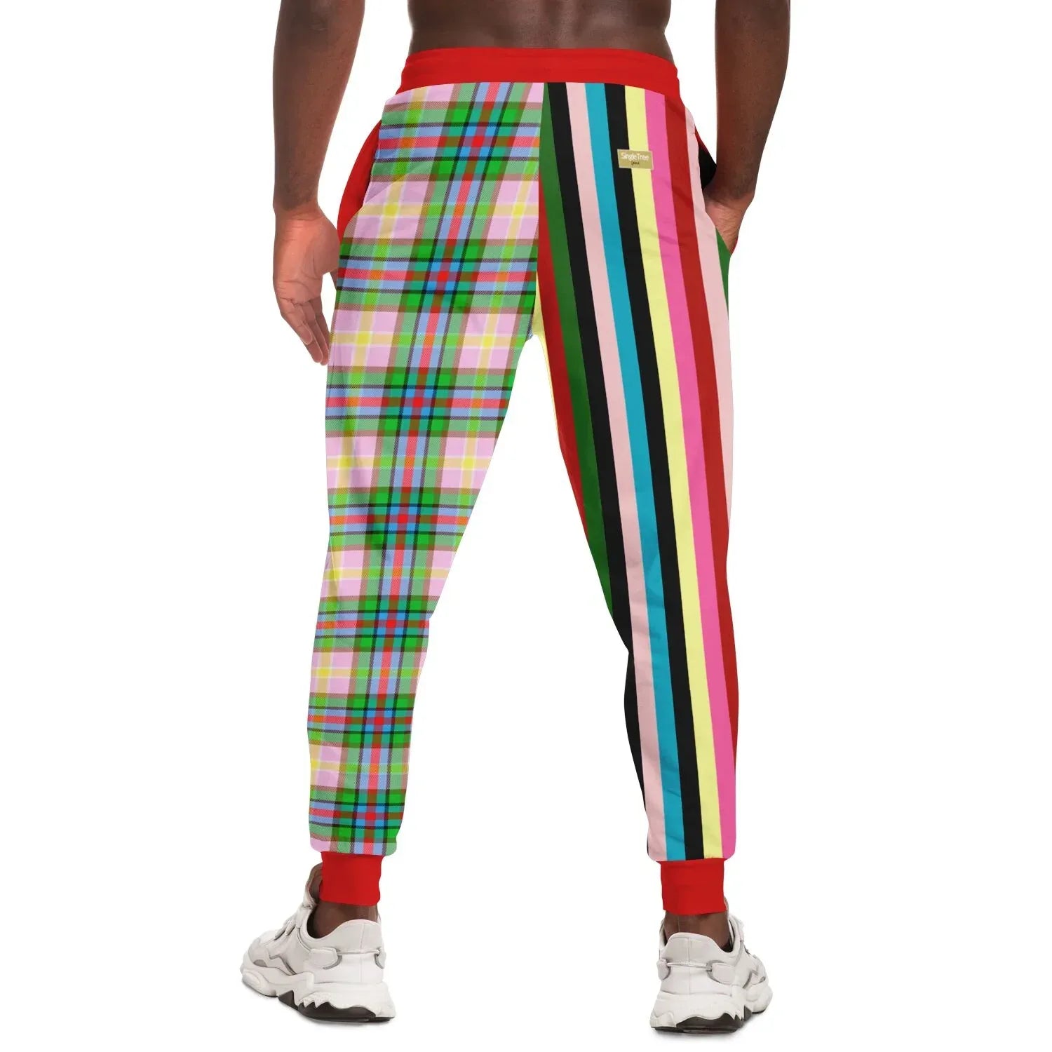 Rainbow Elephant Rugby Stripe Plaid Eco-Poly Unisex Joggers