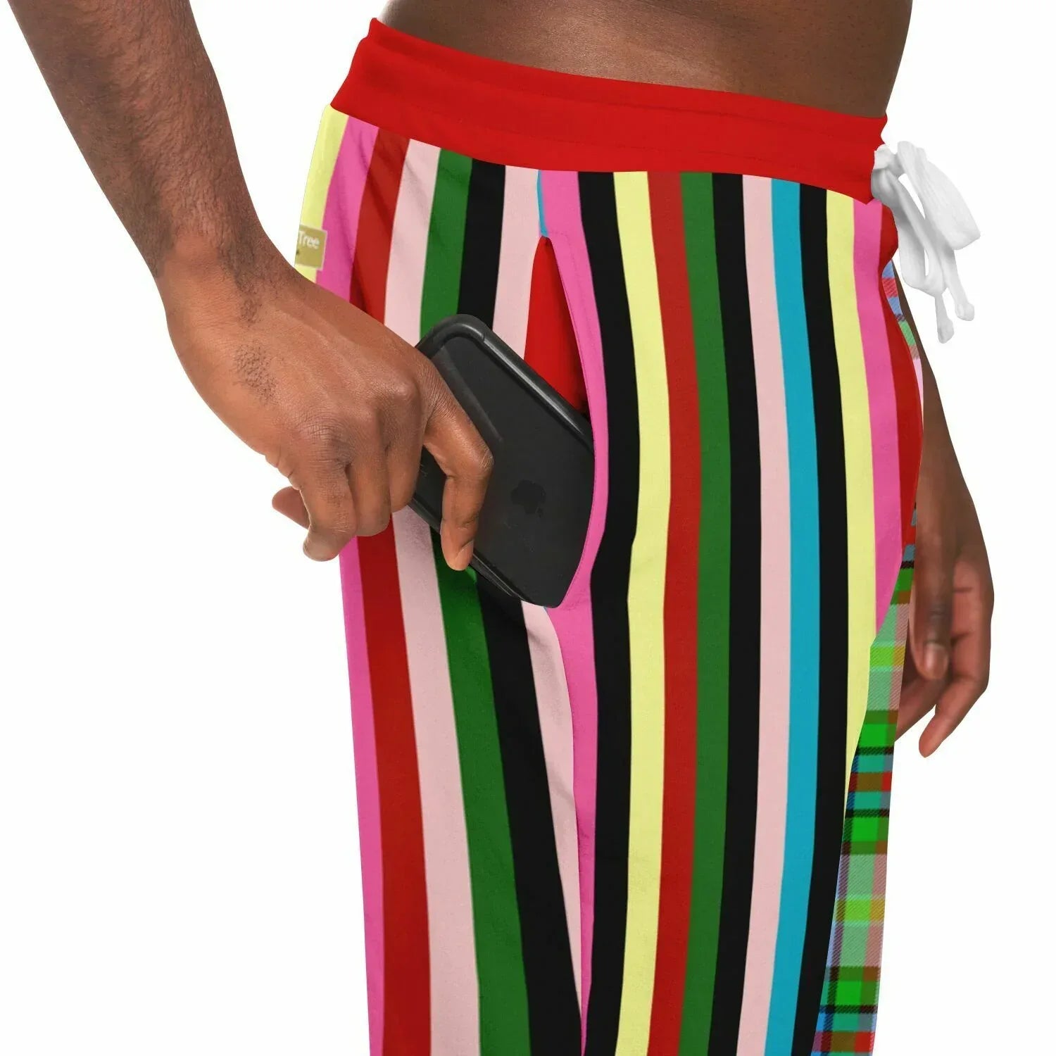 Rainbow Elephant Rugby Stripe Plaid Eco-Poly Unisex Joggers
