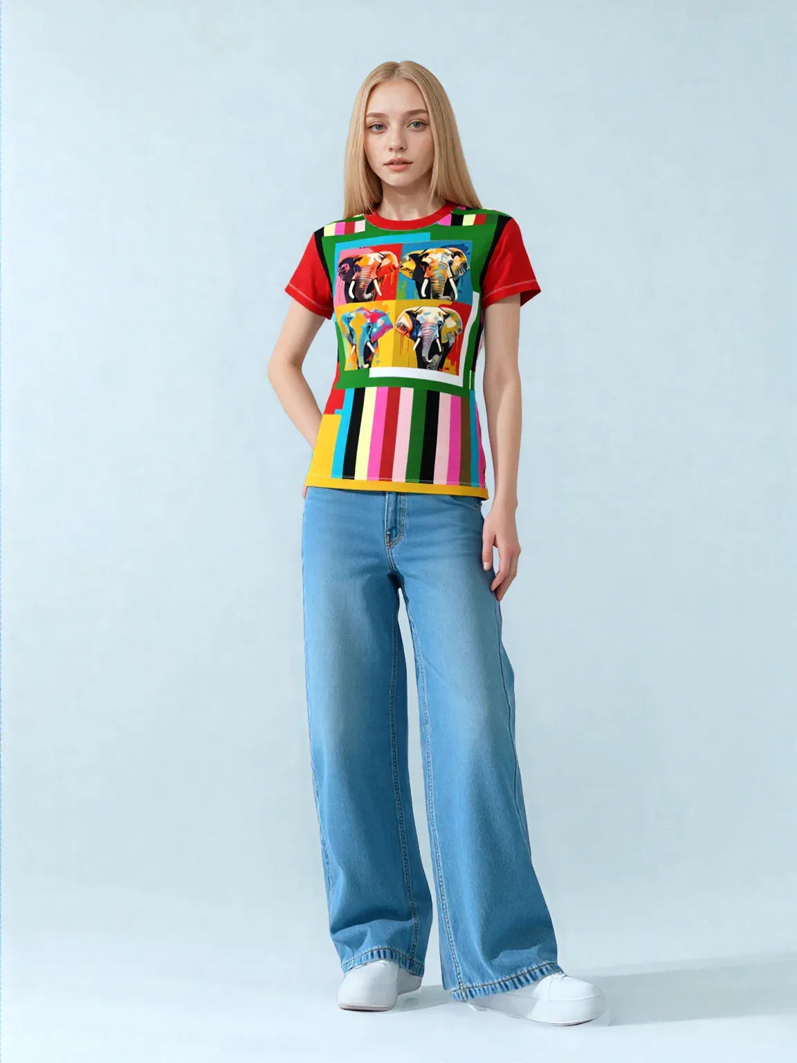 Rainbow Elephant Stripe AOP Women&