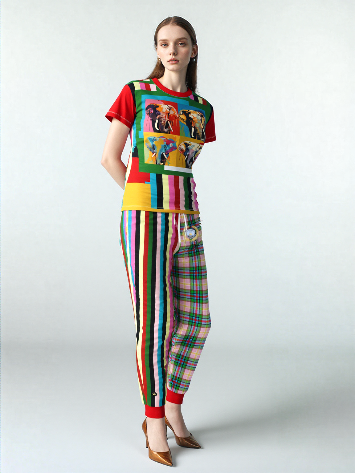 Rainbow Elephant Stripe AOP Women&