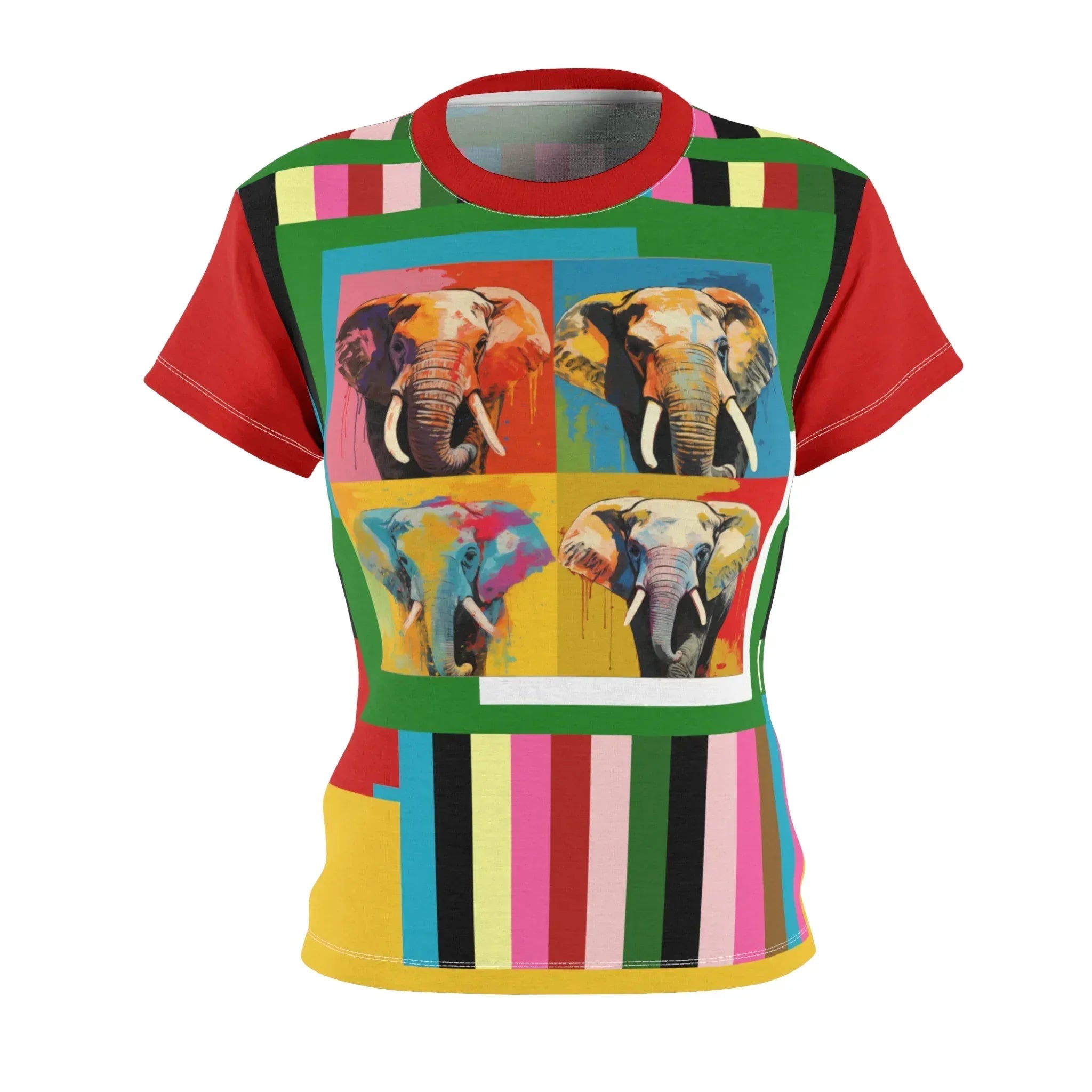 Rainbow Elephant Stripe AOP Women&