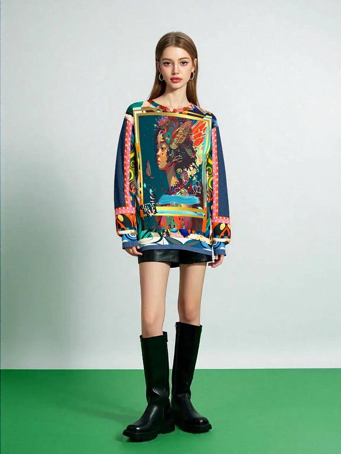 Rainbow Fae Girl Asian Art Unisex Sweatshirt (Gold Label)