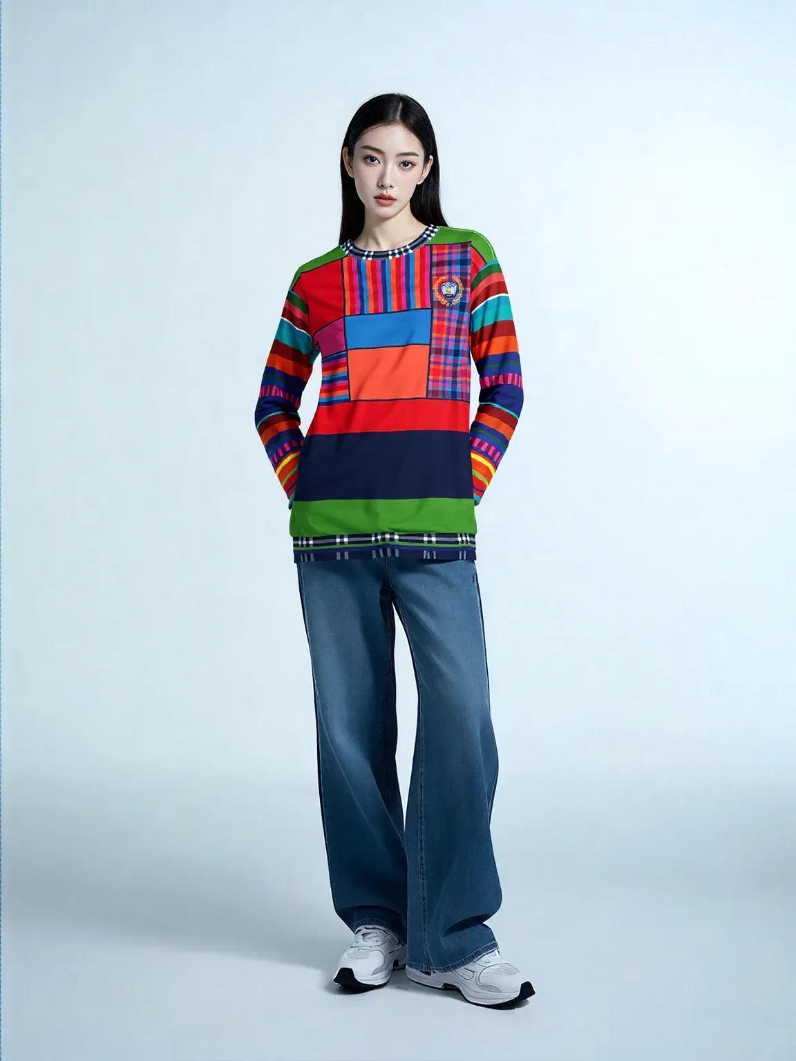 Red Dawn Plaid Rugby Stripe Unisex Sweatshirt (Gold Label)