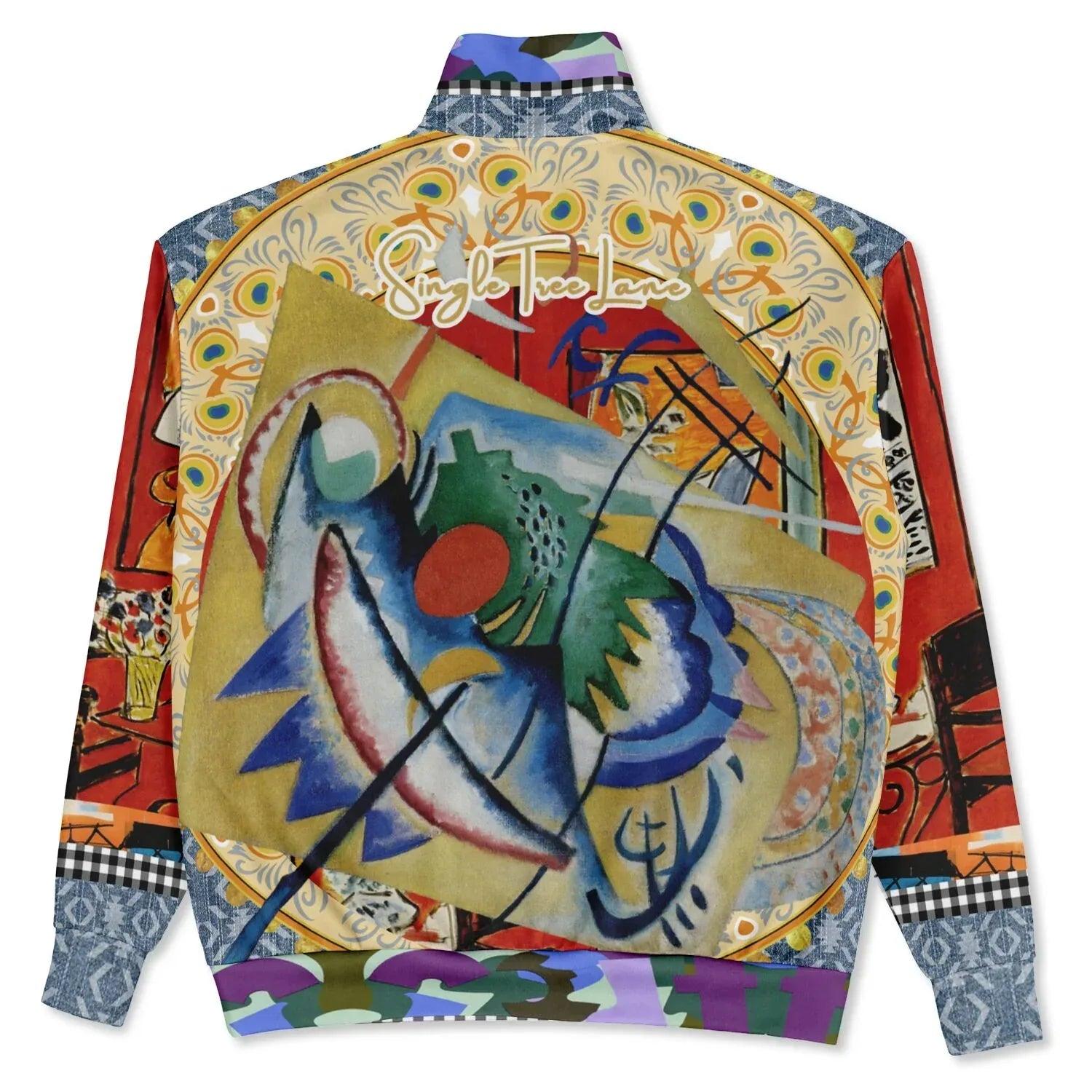 Red Oval on Gold and Denim Plate - Kandinsky - Heavyweight Oversized Quarter Zip Sweatshirt