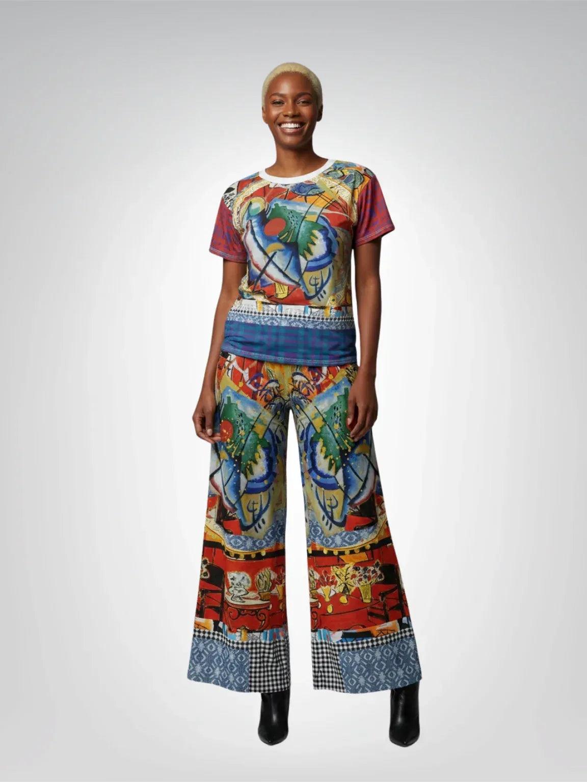 Red Oval in Denim and Gold Plate - Kandinsky - AOP Women&