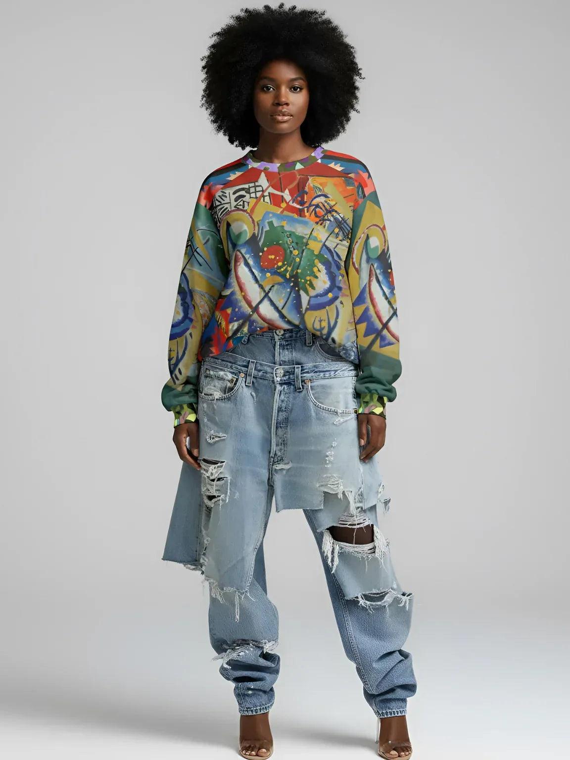 Red Oval on Gold and Denim Plate - Kandinsky - Unisex Sweatshirt (Gold Label)