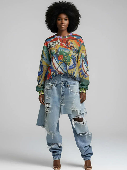 Red Oval on Gold and Denim Plate - Kandinsky - Unisex Sweatshirt (Gold Label)