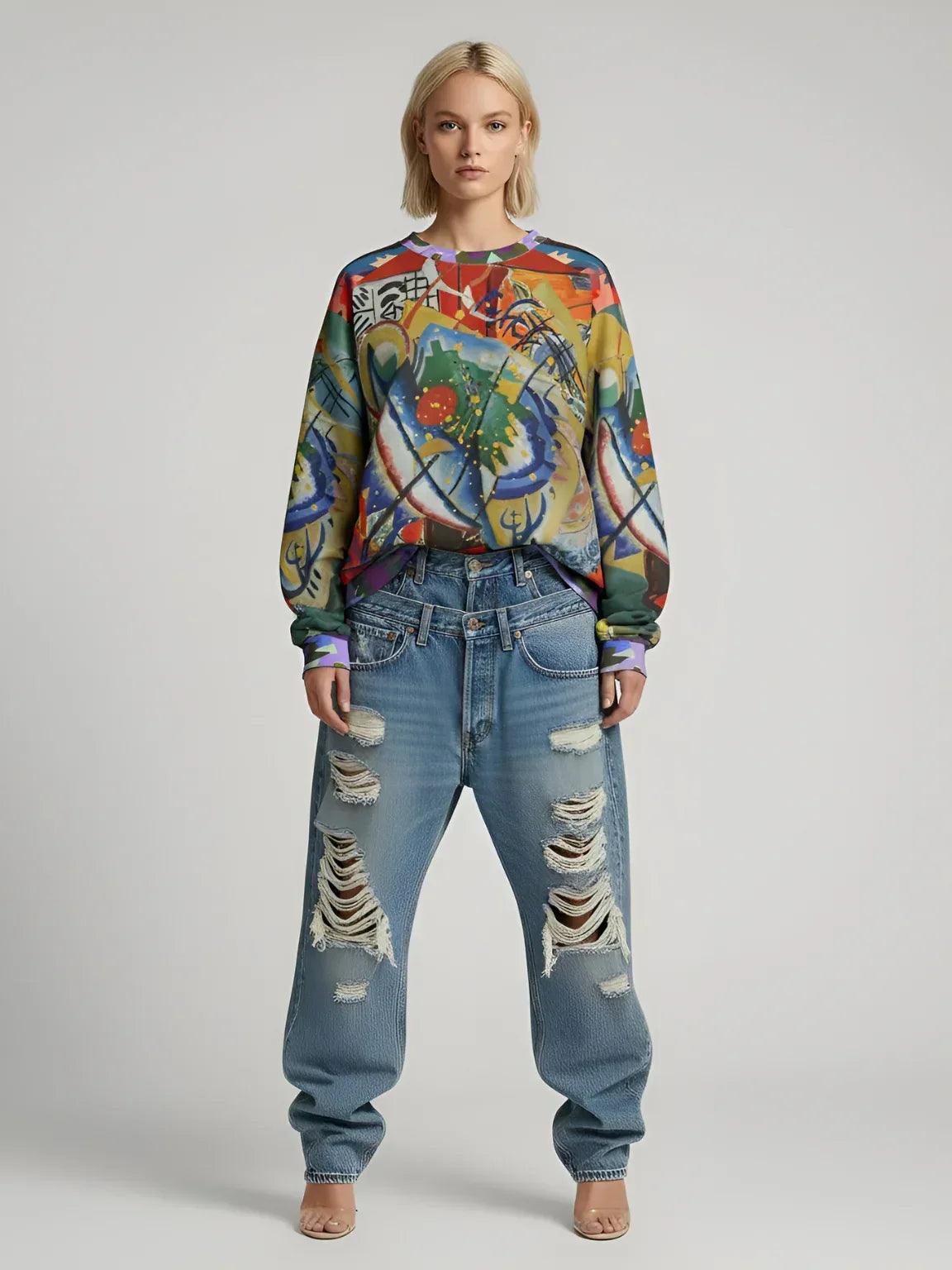 Red Oval on Gold and Denim Plate - Kandinsky - Unisex Sweatshirt (Gold Label)