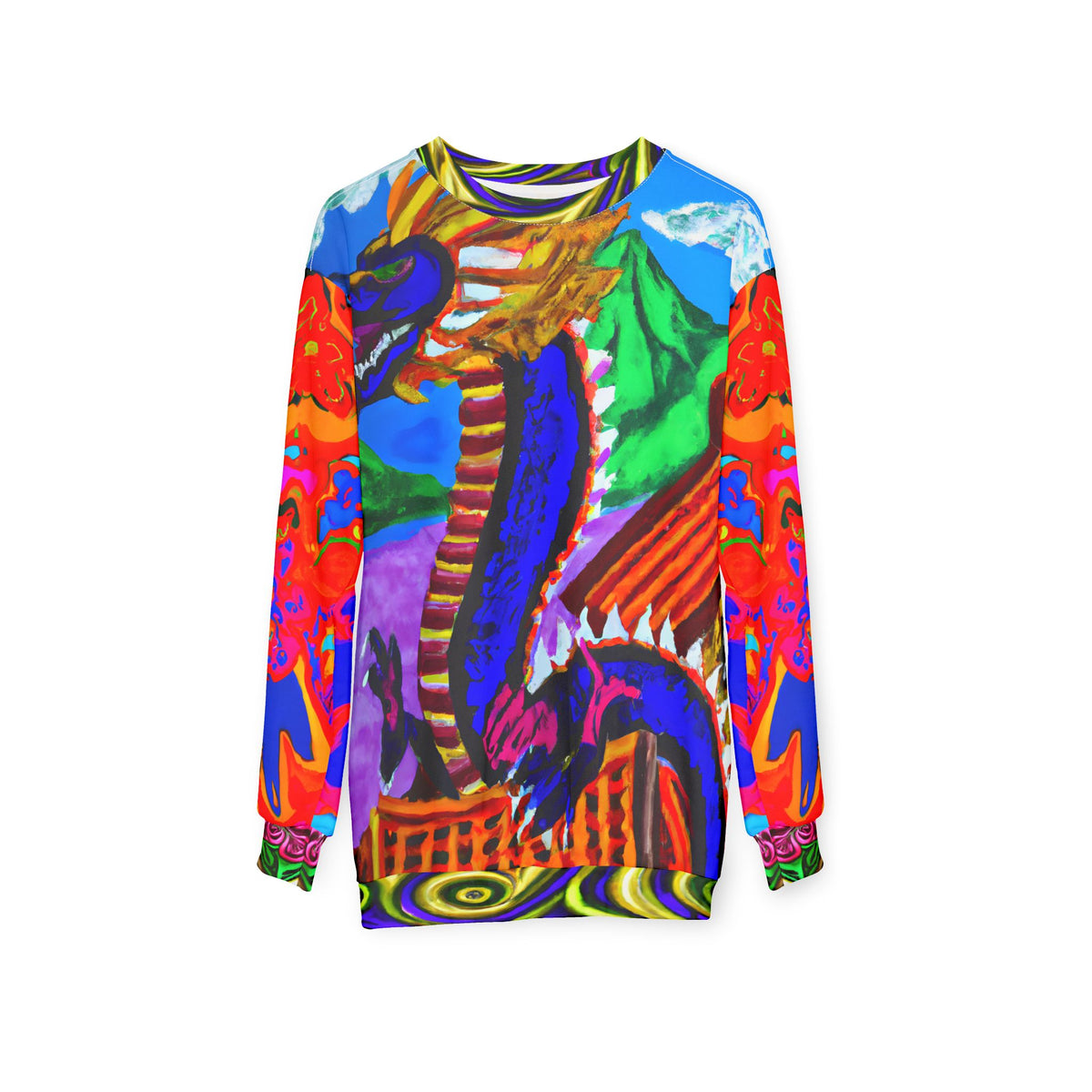 Dragon Temple Asian Art Unisex Sweatshirt (Gold Label)