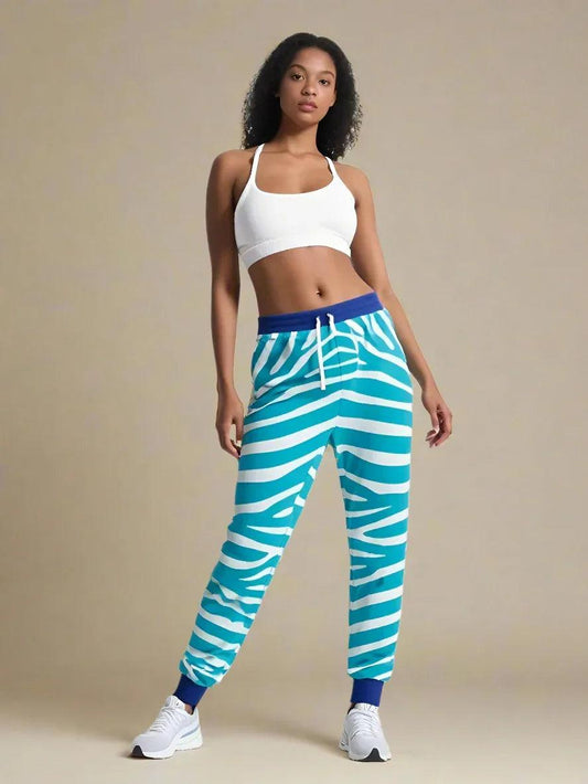 Zebra in Turquoise Eco-Poly Unisex Joggers