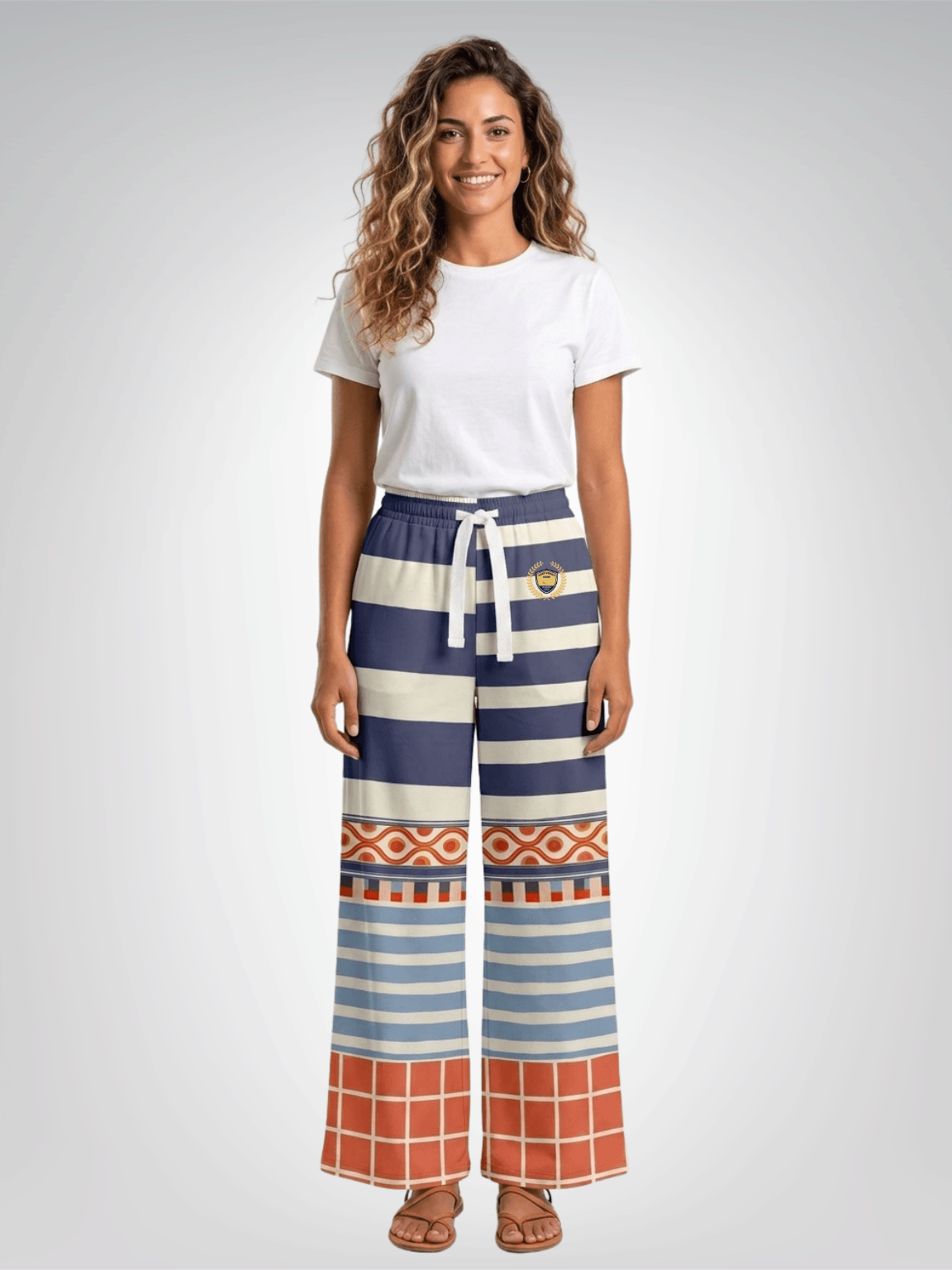 Rock Lobster Blue Oceanic Regatta Stripe Eco-Poly Wide Leg Pants