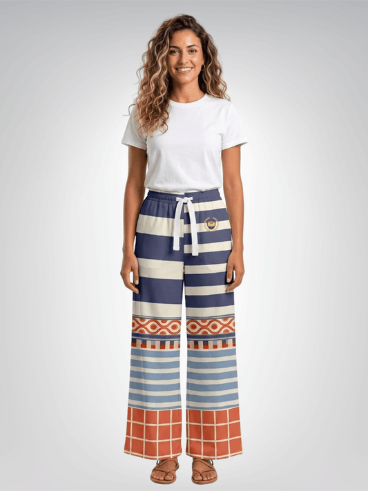 Rock Lobster Blue Oceanic Regatta Stripe Eco-Poly Wide Leg Pants