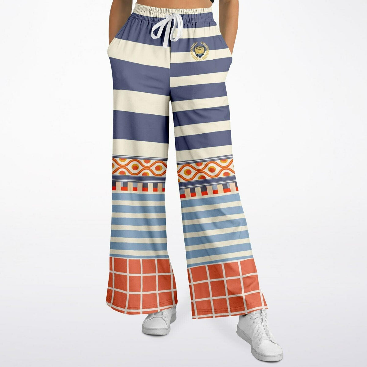 Rock Lobster Blue Oceanic Regatta Stripe Eco-Poly Wide Leg Pants