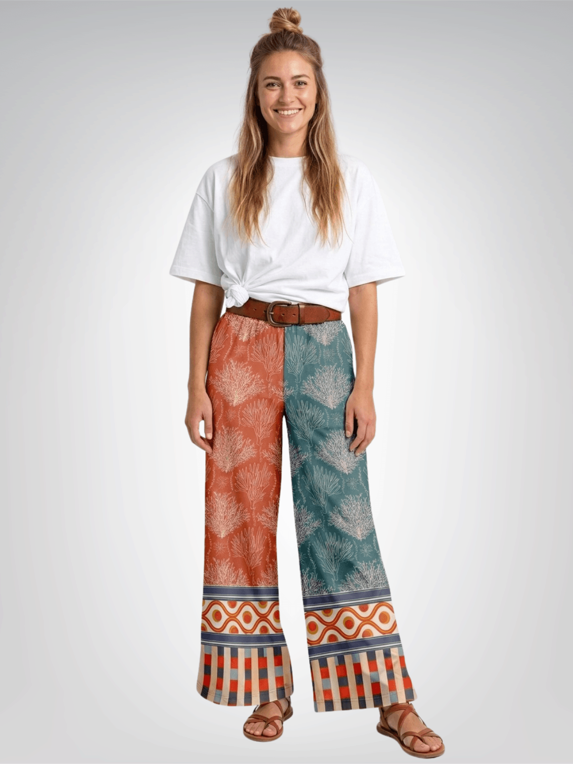 Rock Lobster Sea Fan Coral Garden Colorblock Eco-Poly Wide Leg Pants