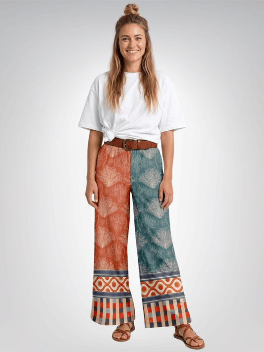 Rock Lobster Sea Fan Coral Garden Colorblock Eco-Poly Wide Leg Pants