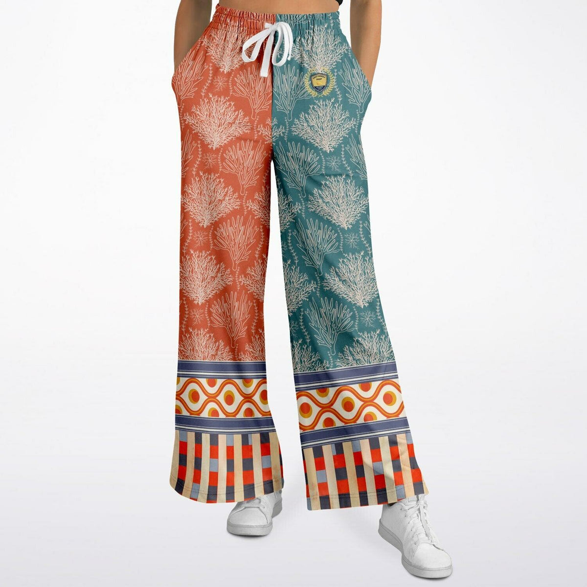 Rock Lobster Sea Fan Coral Garden Colorblock Eco-Poly Wide Leg Pants