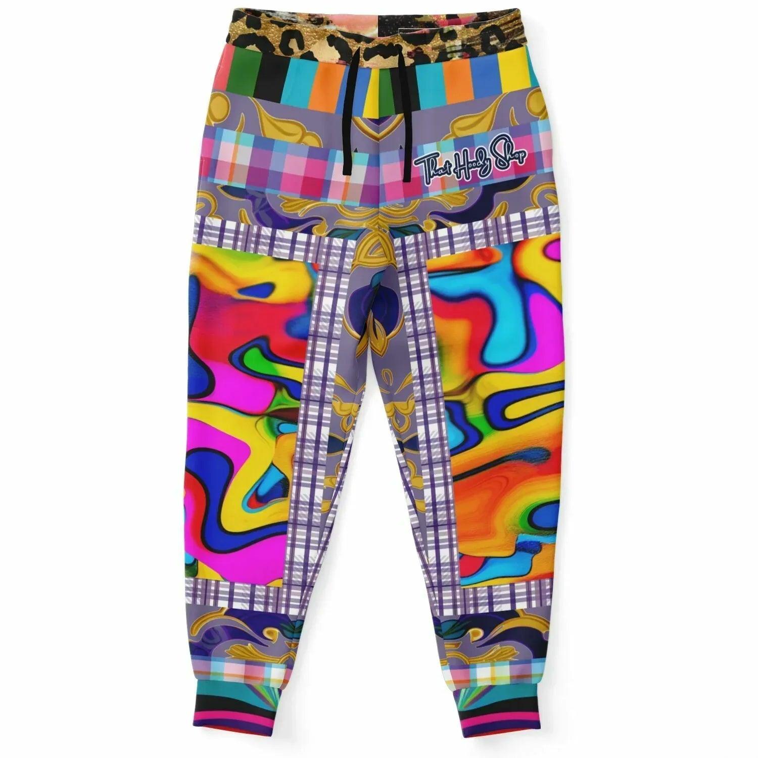 Roxbury Bouffant Girl Eclectic Swirl Plaid Eco-Poly Unisex Joggers