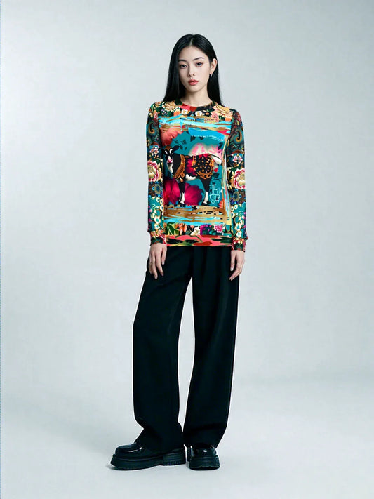 Sacred Chinese Cow Animal Print Unisex Sweatshirt (Gold Label)