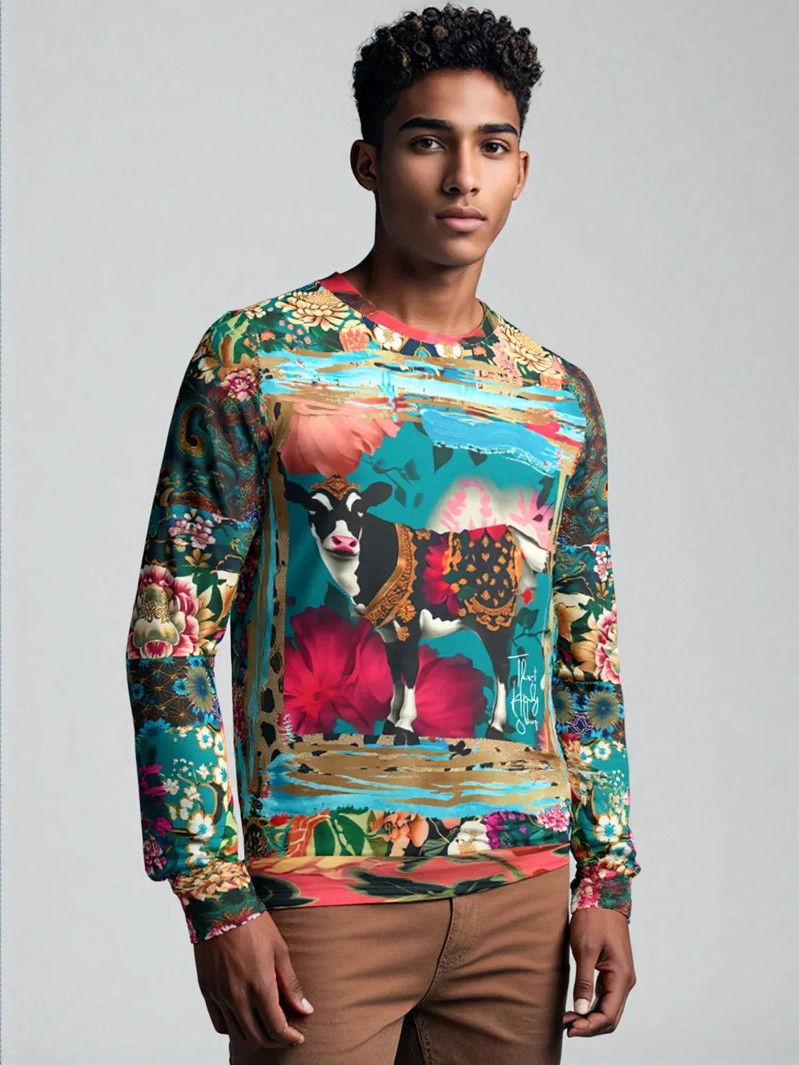 Sacred Chinese Cow Animal Print Unisex Sweatshirt (Gold Label)