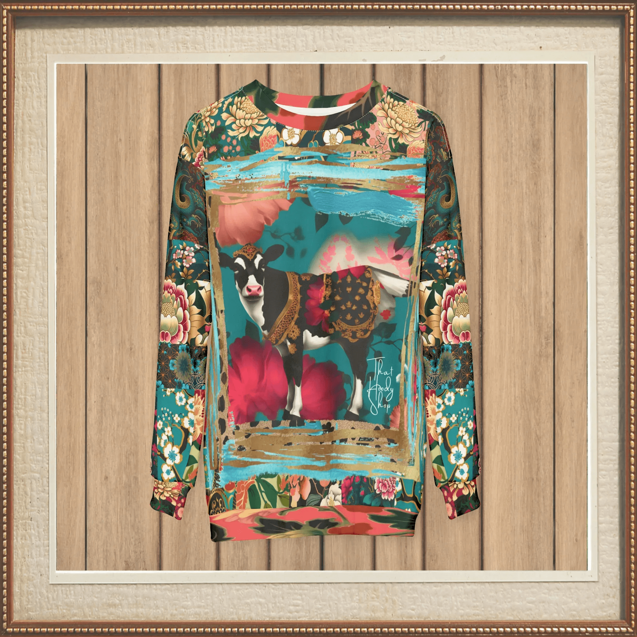 Sacred Chinese Cow Animal Print Unisex Sweatshirt (Gold Label)