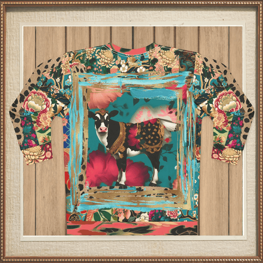Sacred Chinese Cow Animal Print Unisex Sweatshirt (Gold Label)