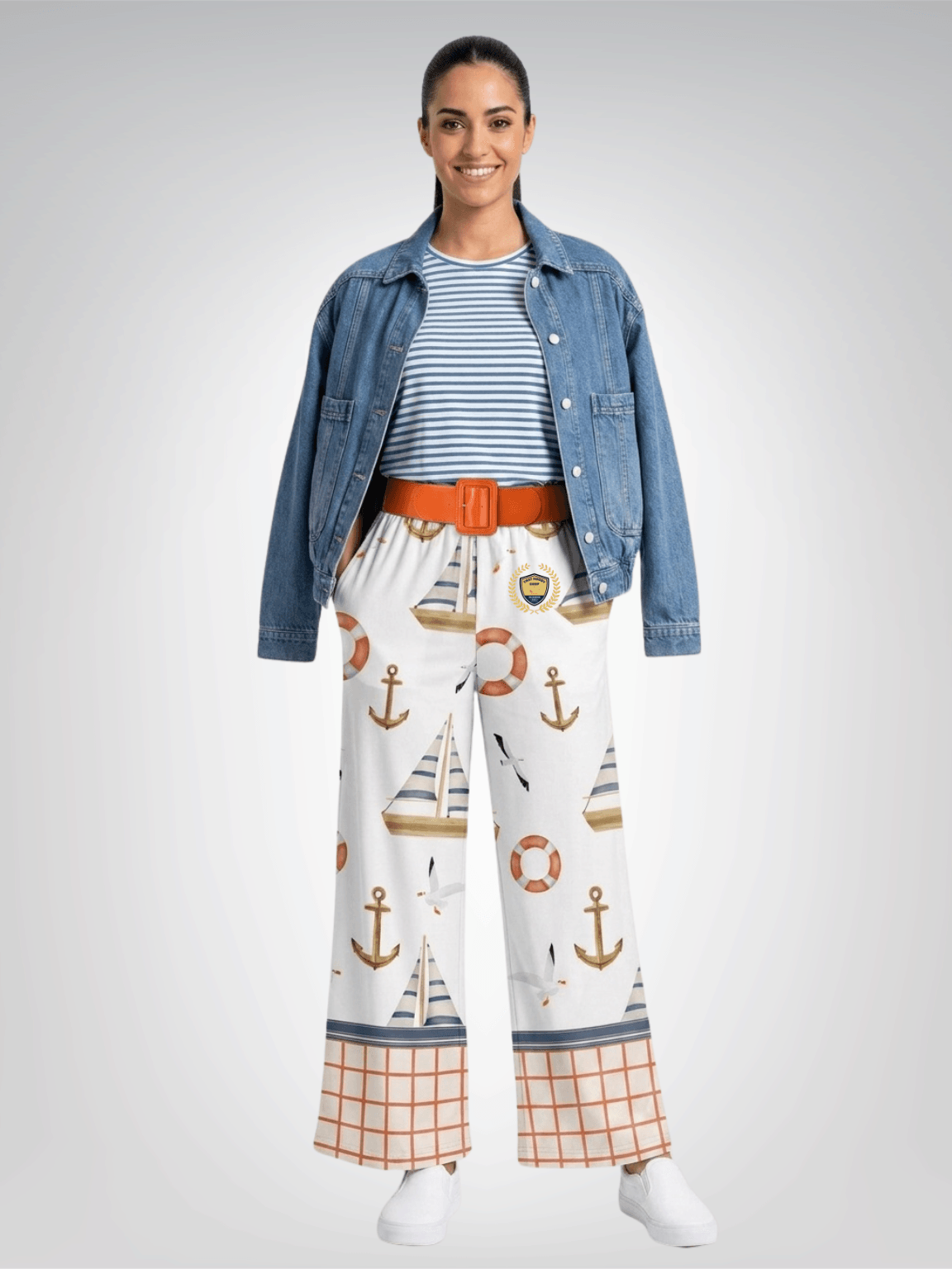 Sail Away Seaside Coastal Regatta Eco-Poly Wide Leg Pants