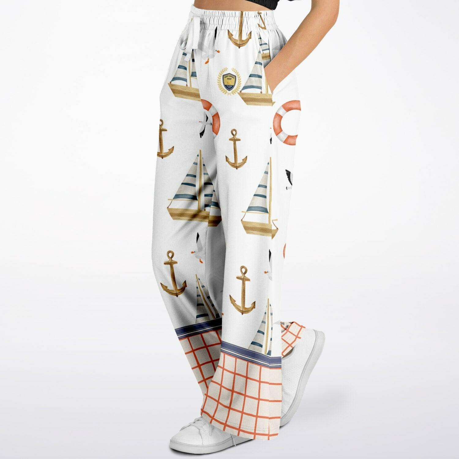 Sail Away Seaside Coastal Regatta Eco-Poly Wide Leg Pants