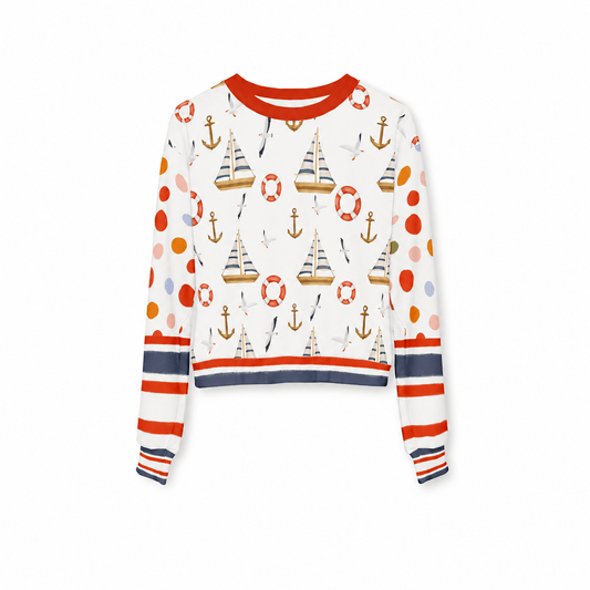 Sail Away Harbor Dots Cropped Sweatshirt (Gold Label)