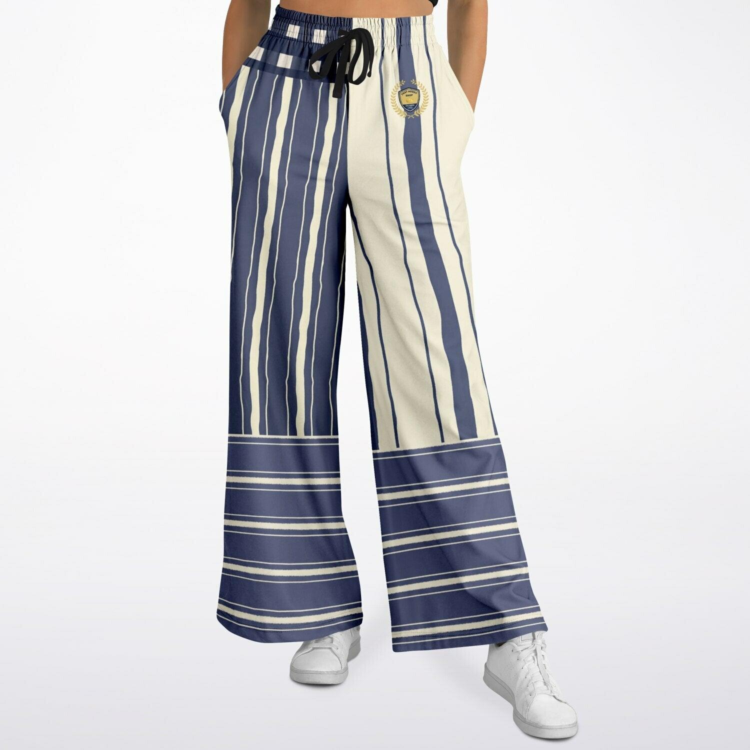 Sail Away Harborline Mix Stripe Eco-Poly Wide Leg Pants