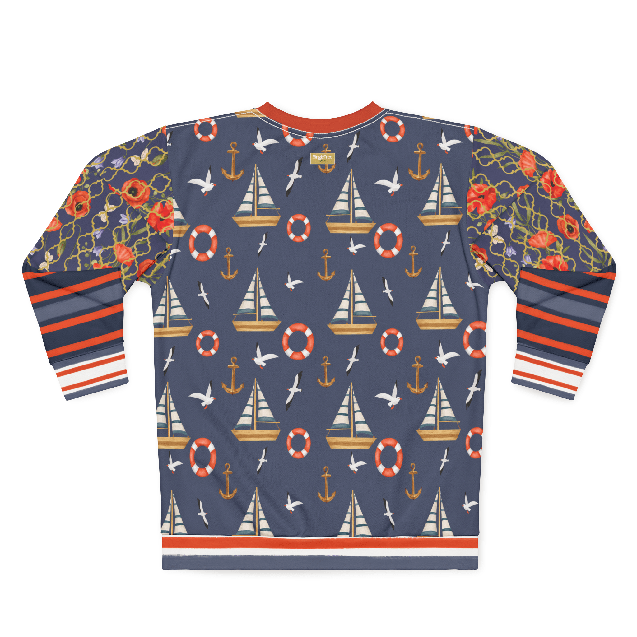 Sail Away in Denim Floral Trellis Unisex Sweatshirt (Gold Label)