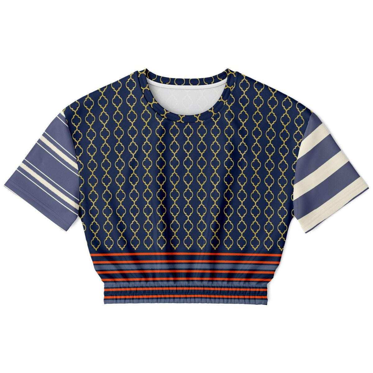 Sail Away in Golden Trefoil Eco-Poly Short Sleeve Cropped Pullover