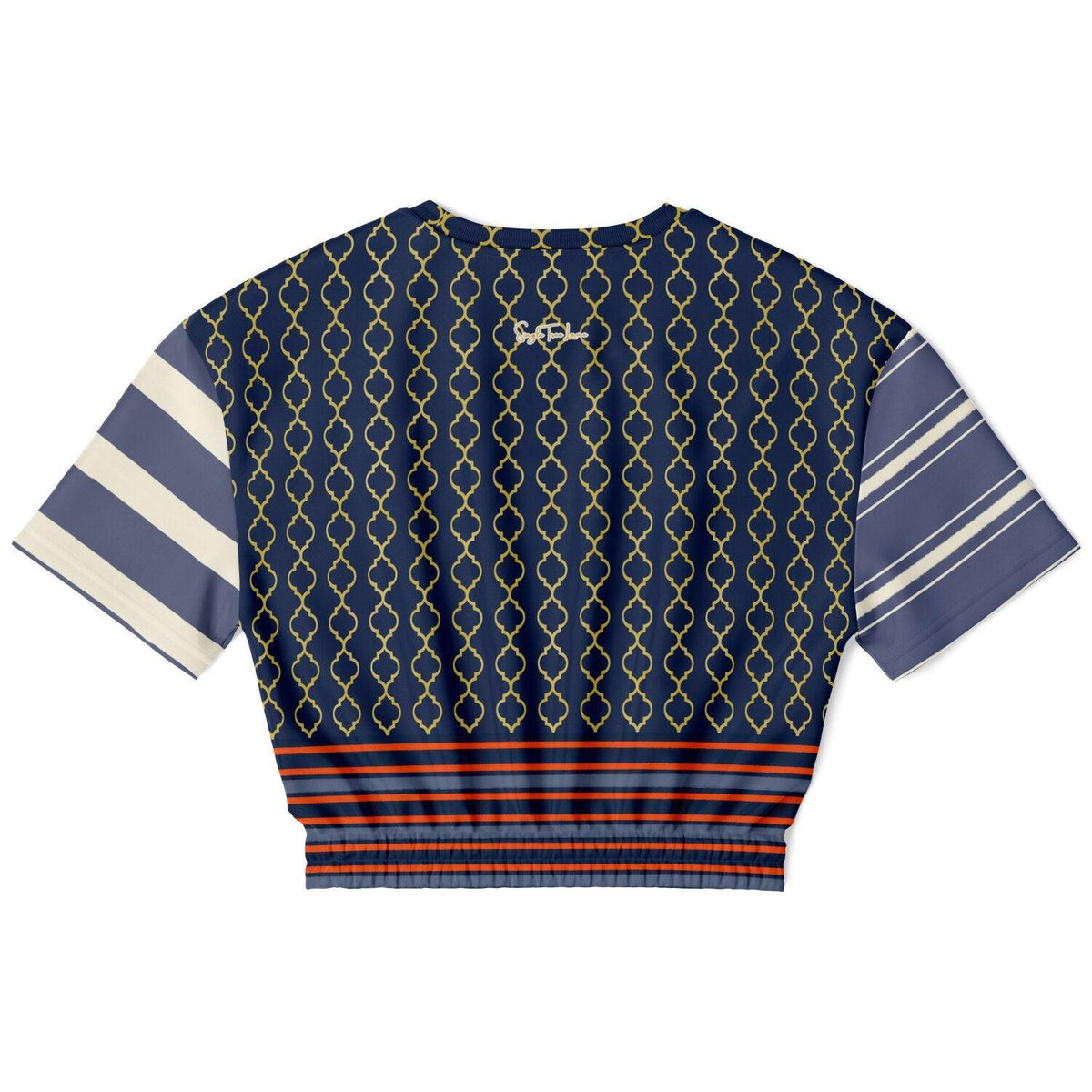 Sail Away in Golden Trefoil Eco-Poly Short Sleeve Cropped Pullover