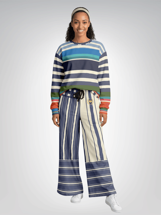 Sail Away Harborline Mix Stripe Eco-Poly Wide Leg Pants