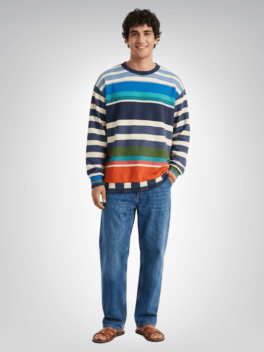Sail Away Rainbow Regatta Rugby Stripe Unisex Sweatshirt (Gold Label)