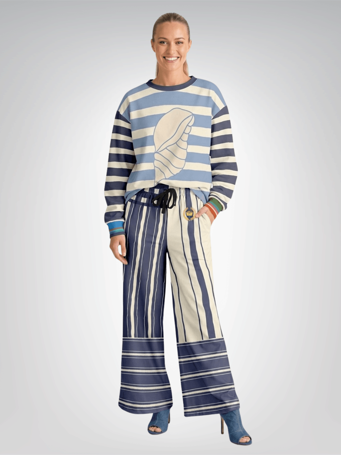 Sail Away Regatta Rugby Stripe Unisex Sweatshirt (Gold Label)