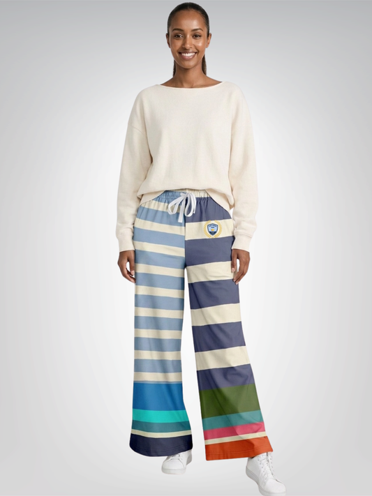 Sail Away Regatta Rugby Stripe Eco-Poly Wide Leg Pants