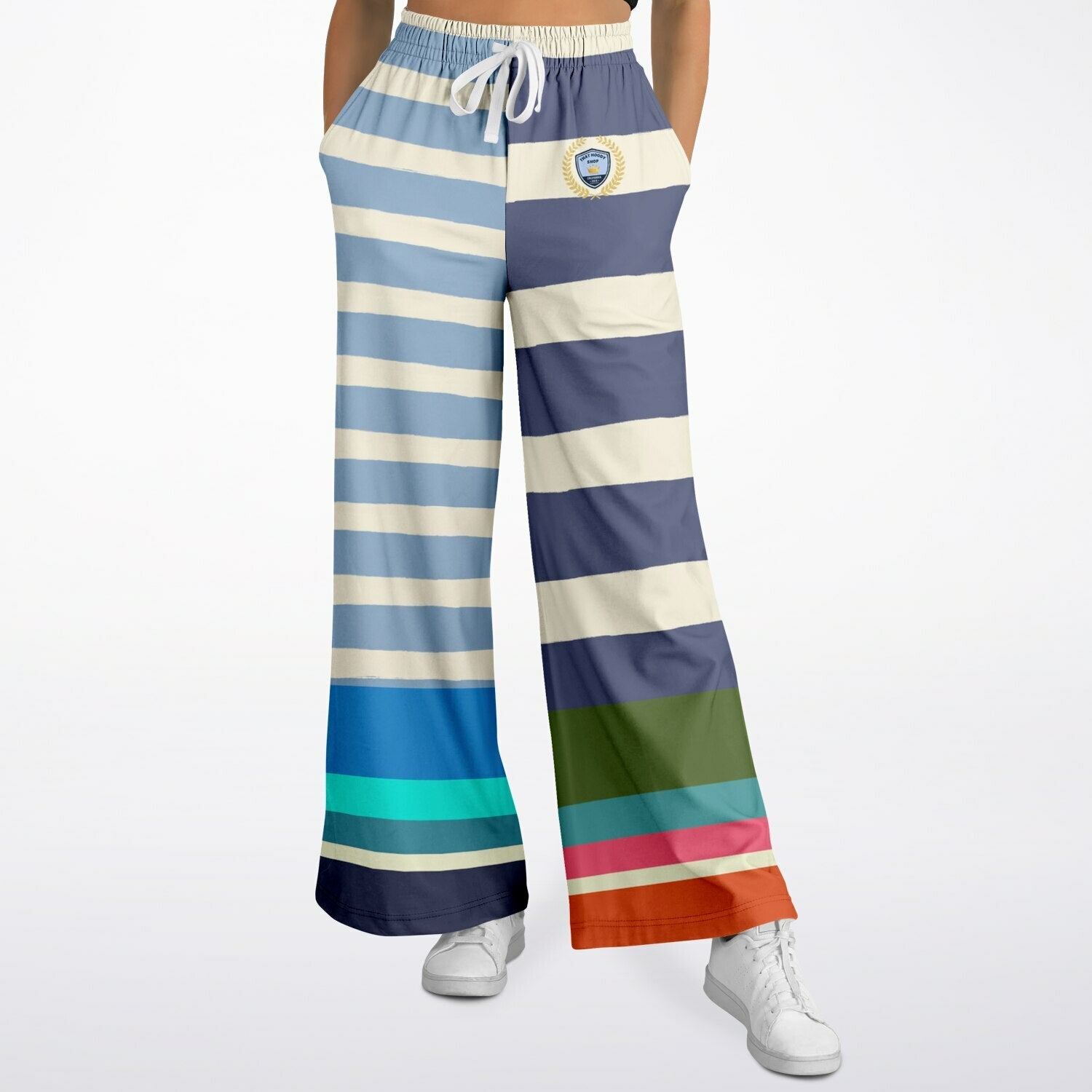 Sail Away Regatta Rugby Stripe Eco-Poly Wide Leg Pants