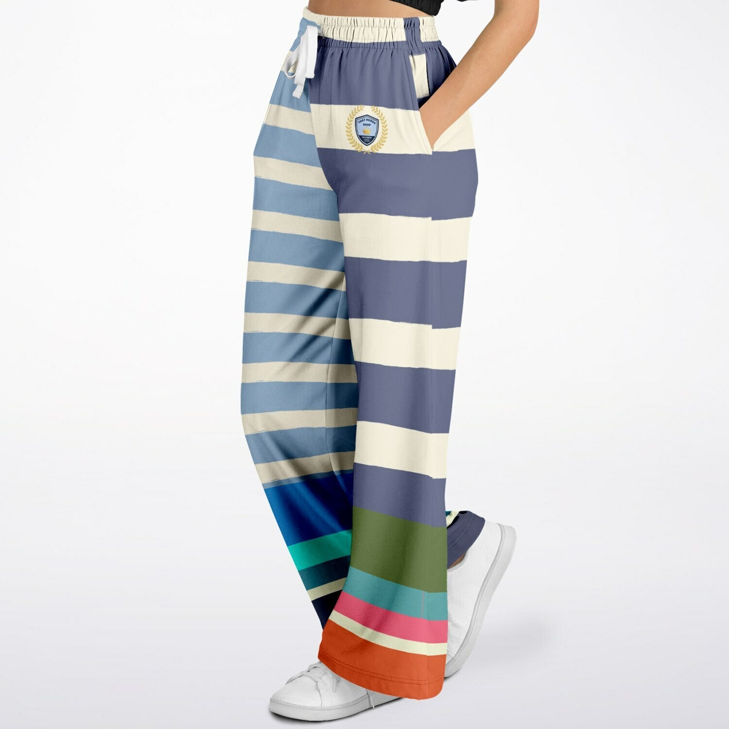 Sail Away Regatta Rugby Stripe Eco-Poly Wide Leg Pants