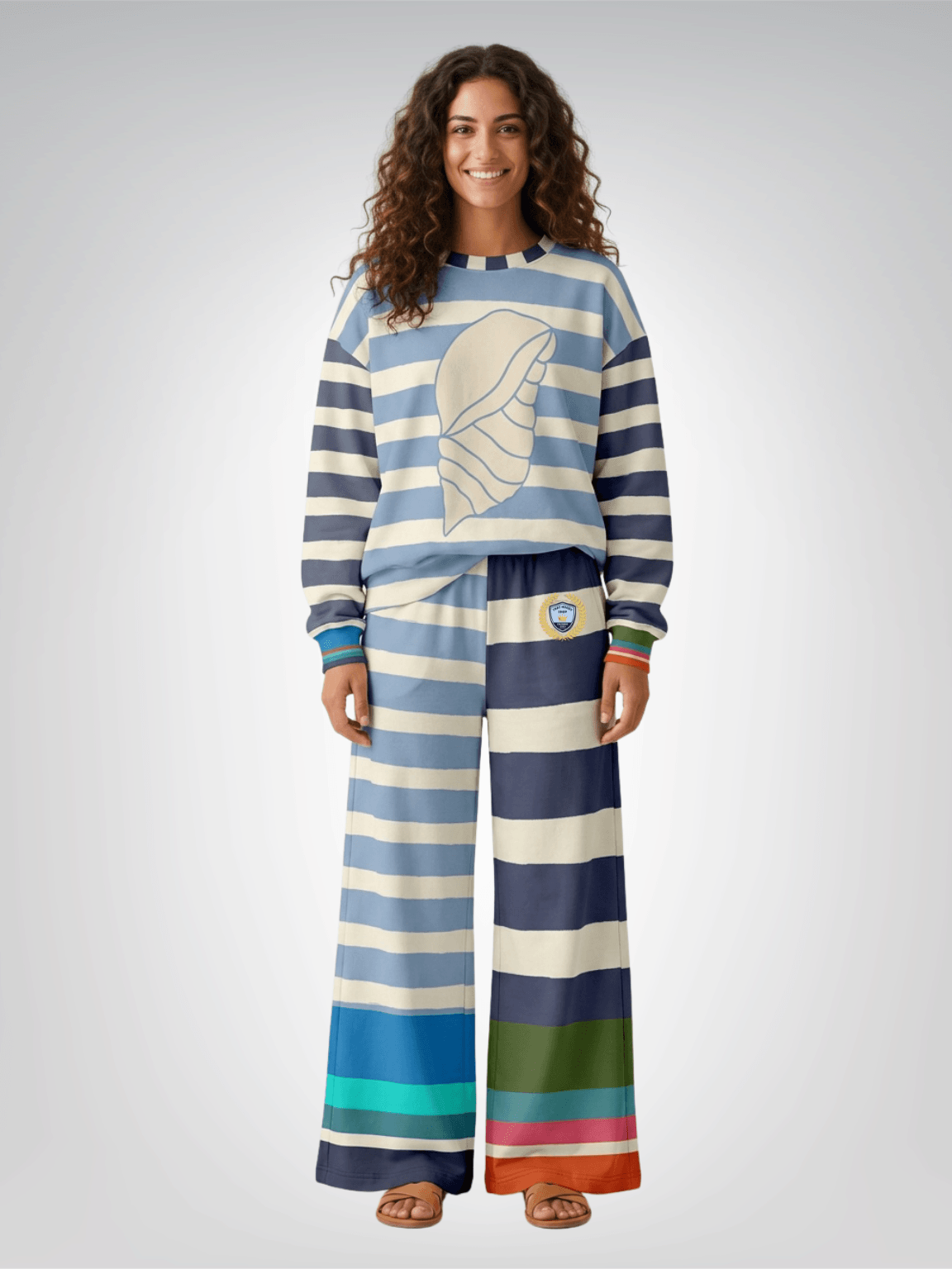 Sail Away Regatta Rugby Stripe Eco-Poly Wide Leg Pants