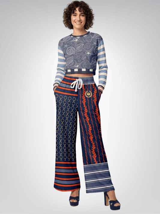 Sail Away Seashell Sketch in Blue Cropped Sweatshirt (Gold Label)
